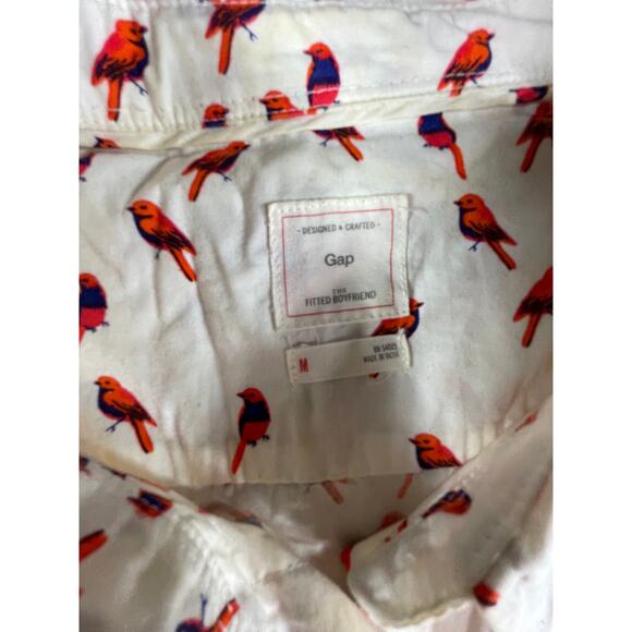 Gap Womens Blouse Medium White Long Sleeve Lightweight Business Fitted Boyfriend - Picture 2 of 8